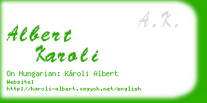 albert karoli business card